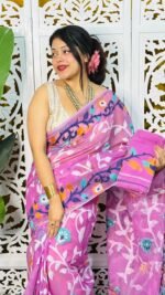 Bonolota Soft Purplish Pink Jamdani Sari