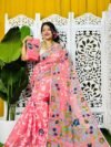 Bonolota Soft Rose Pink Jamdani Sari