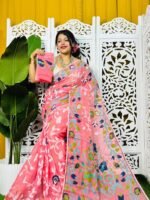 Bonolota Soft Rose Pink Jamdani Sari