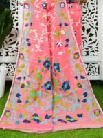 Bonolota Soft Rose Pink Jamdani Sari