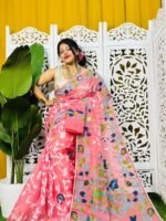 Bonolota Soft Rose Pink Jamdani Sari