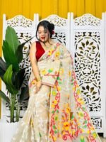 Bonolota Soft Vanilla Jamdani Sari