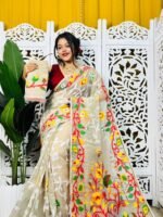 Bonolota Soft Vanilla Jamdani Sari