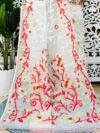 Bonolota Soft White Jamdani Sari