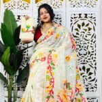 Bonolota Soft White Rock Jamdani Sari