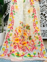 Bonolota Soft White Rock Jamdani Sari