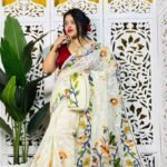 Bonolota Soft White Rock Jamdani Sari