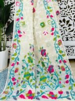 Bonolota Soft White Rock Jamdani Sari