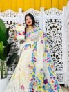 Bonolota Soft White Rock Jamdani Sari