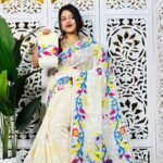 Bonolota Soft White Rock Jamdani Sari