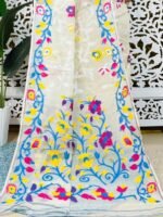 Bonolota Soft White Rock Jamdani Sari