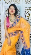 Dark Orange Soft Buti Korat Jamdani Saree