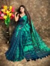 Exclusive Dual Tone Plain Tissue Sari With Chumki Work