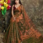 Exclusive Dual Tone Plain Tissue Sari With Chumki Work