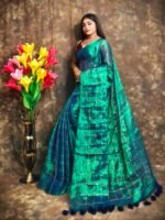 Exclusive Dual Tone Plain Tissue Sari With Chumki Work