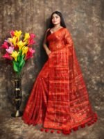 Exclusive Dual Tone Plain Tissue Sari With Chumki Work