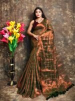 Exclusive Dual Tone Plain Tissue Sari With Chumki Work