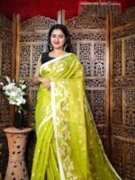 Exclusive Dual Tone Shiuli Tissue Sari With Blouse Piece
