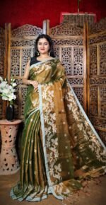 Exclusive Dual Tone Shiuli Tissue Sari With Blouse Piece