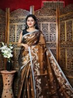 Exclusive Dual Tone Shiuli Tissue Sari With Blouse Piece