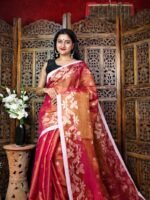 Exclusive Dual Tone Shiuli Tissue Sari With Blouse Piece