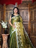 Exclusive Dual Tone Shiuli Tissue Sari With Blouse Piece