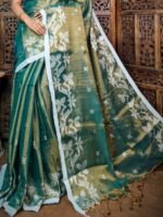 Exclusive Dual Tone Shiuli Tissue Sari With Blouse Piece