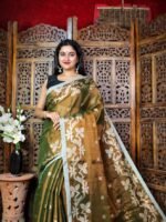 Exclusive Dual Tone Shiuli Tissue Sari With Blouse Piece