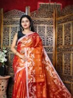 Exclusive Dual Tone Shiuli Tissue Sari With Blouse Piece