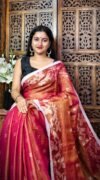 Exclusive Dual Tone Shiuli Tissue Sari With Blouse Piece