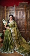 Exclusive Dual Tone Shiuli Tissue Sari With Blouse Piece
