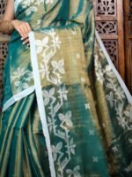 Exclusive Dual Tone Shiuli Tissue Sari With Blouse Piece