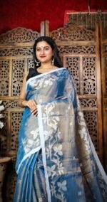 Exclusive Dual Tone Shiuli Tissue Sari With Blouse Piece