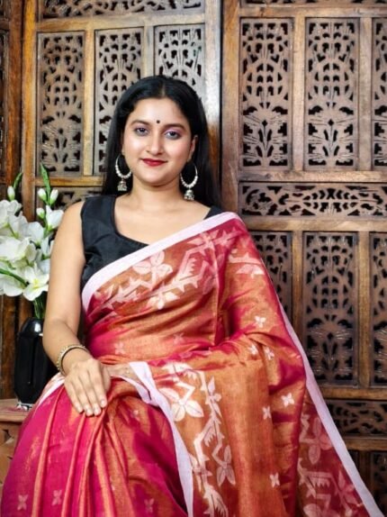 Exclusive Dual Tone Shiuli Tissue Sari With Blouse Piece