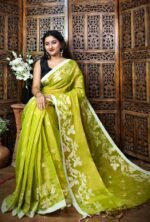 Exclusive Dual Tone Shiuli Tissue Sari With Blouse Piece