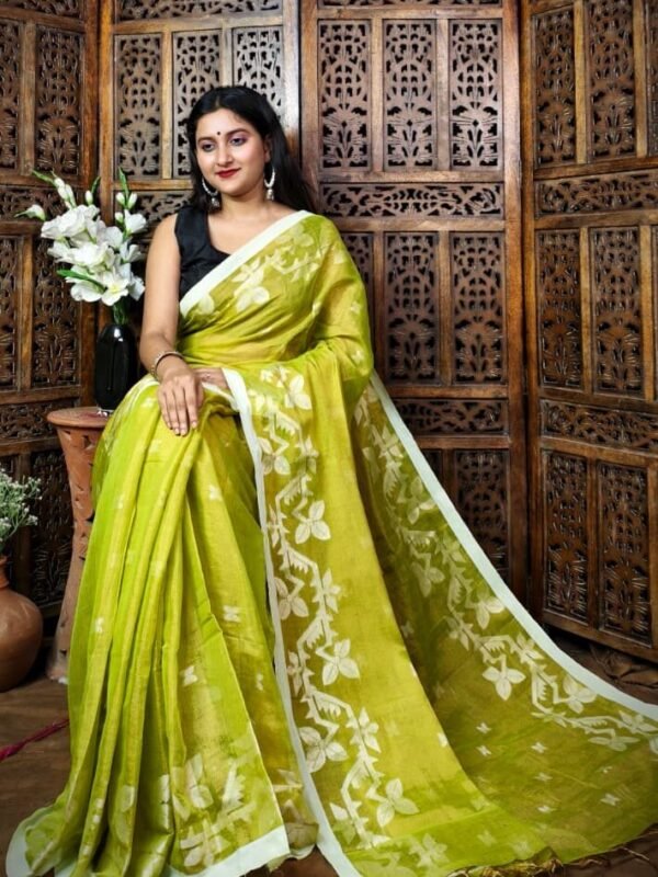 Exclusive Dual Tone Shiuli Tissue Sari With Blouse Piece
