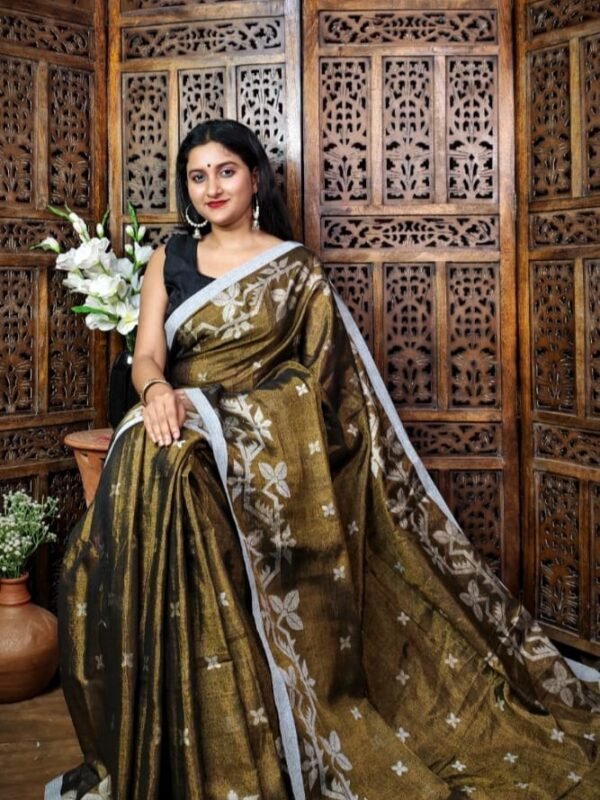 Exclusive Dual Tone Shiuli Tissue Sari With Blouse Piece