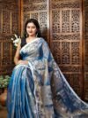 Exclusive Dual Tone Shiuli Tissue Sari With Blouse Piece