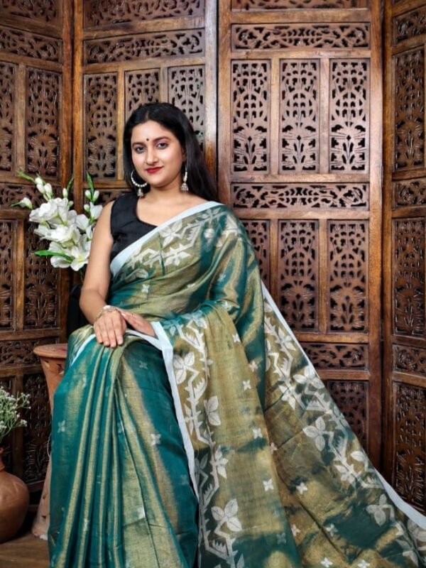 Exclusive Dual Tone Shiuli Tissue Sari With Blouse Piece