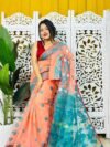 Faded Orange Soft Korat Buti Jamdani Saree