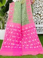 Greeny Grey Soft Buti Korat Jamdani Saree