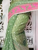 Greeny Grey Soft Buti Korat Jamdani Saree