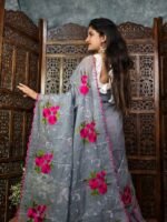 Grey Soft Marigold Handloom Saree