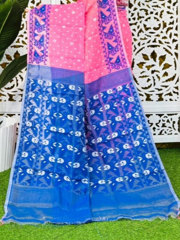 Hot Pink Soft Buti Korat Jamdani Saree