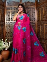 Hot Pink Soft Marigold Handloom Saree