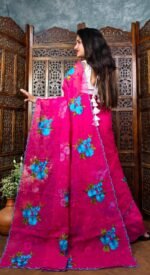 Hot Pink Soft Marigold Handloom Saree