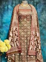 Ikkat Coffee Unstitched 2 Piece Jamdani Suit Set