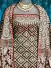 Ikkat Coffee Unstitched 2 Piece Jamdani Suit Set