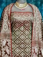 Ikkat Coffee Unstitched 2 Piece Jamdani Suit Set