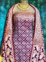 Ikkat Dark Purple Unstitched 2 Piece Jamdani Suit Set